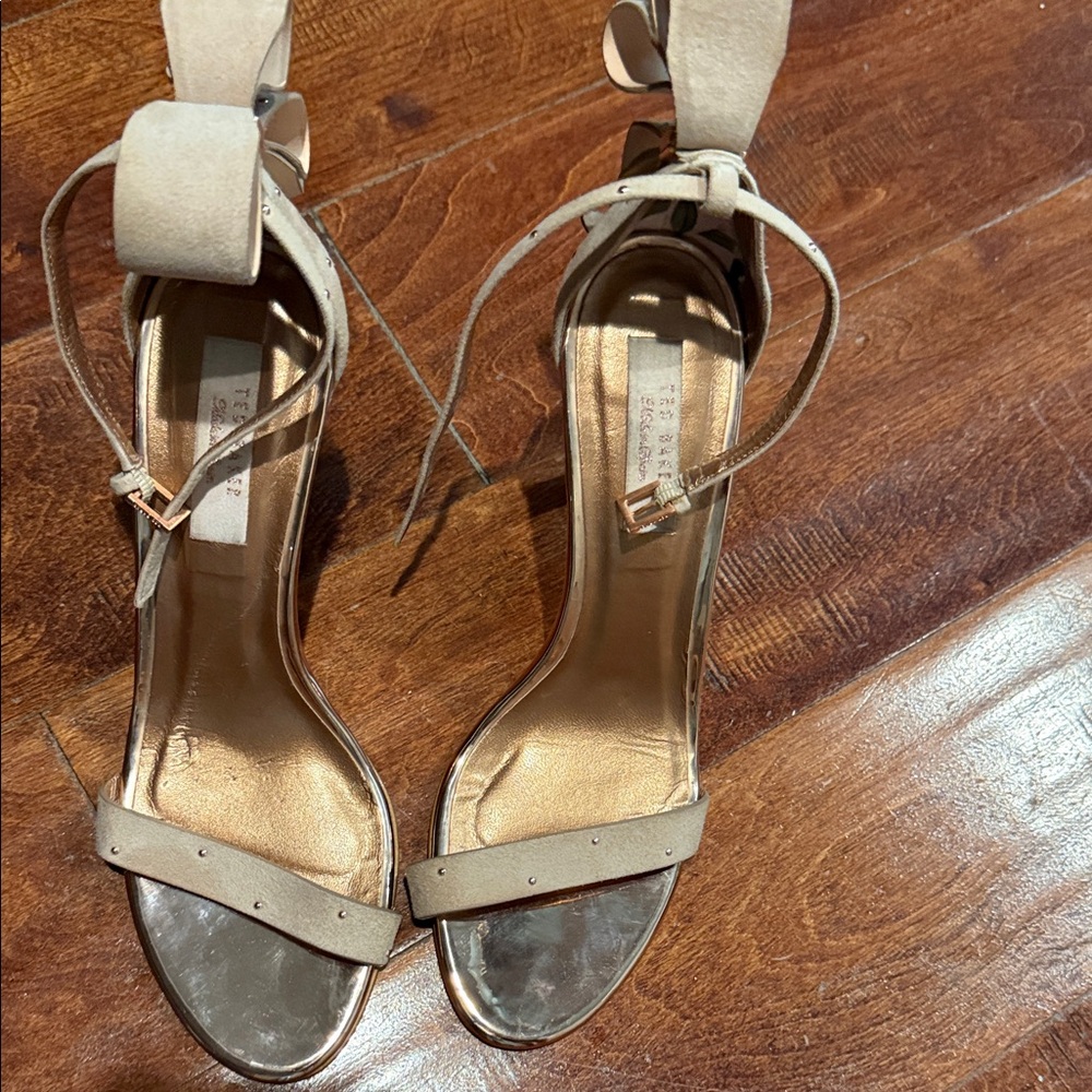 Ted Baker Beige and Gold Strappy Heels
